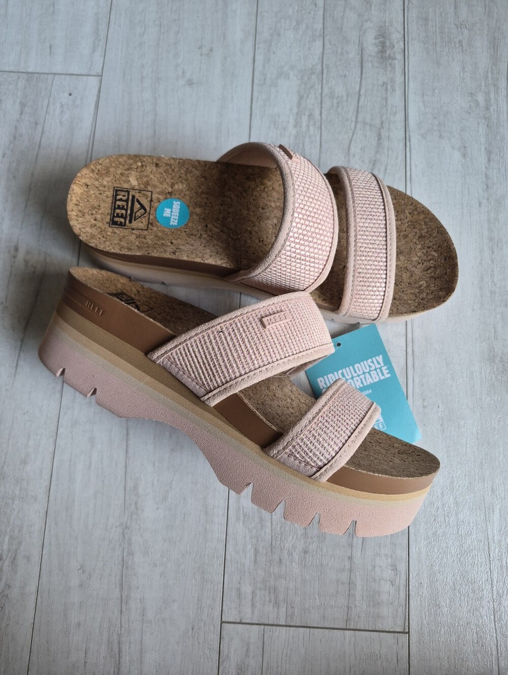 REEF NEW Cushion Vista Higher Raffia Strap Sandals